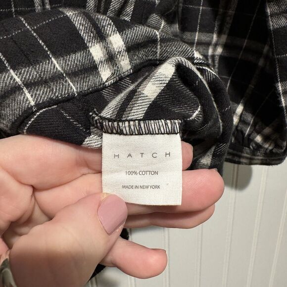 Hatch Maternity Black Plaid Flannel Shirt Size Medium - Picture 6 of 7